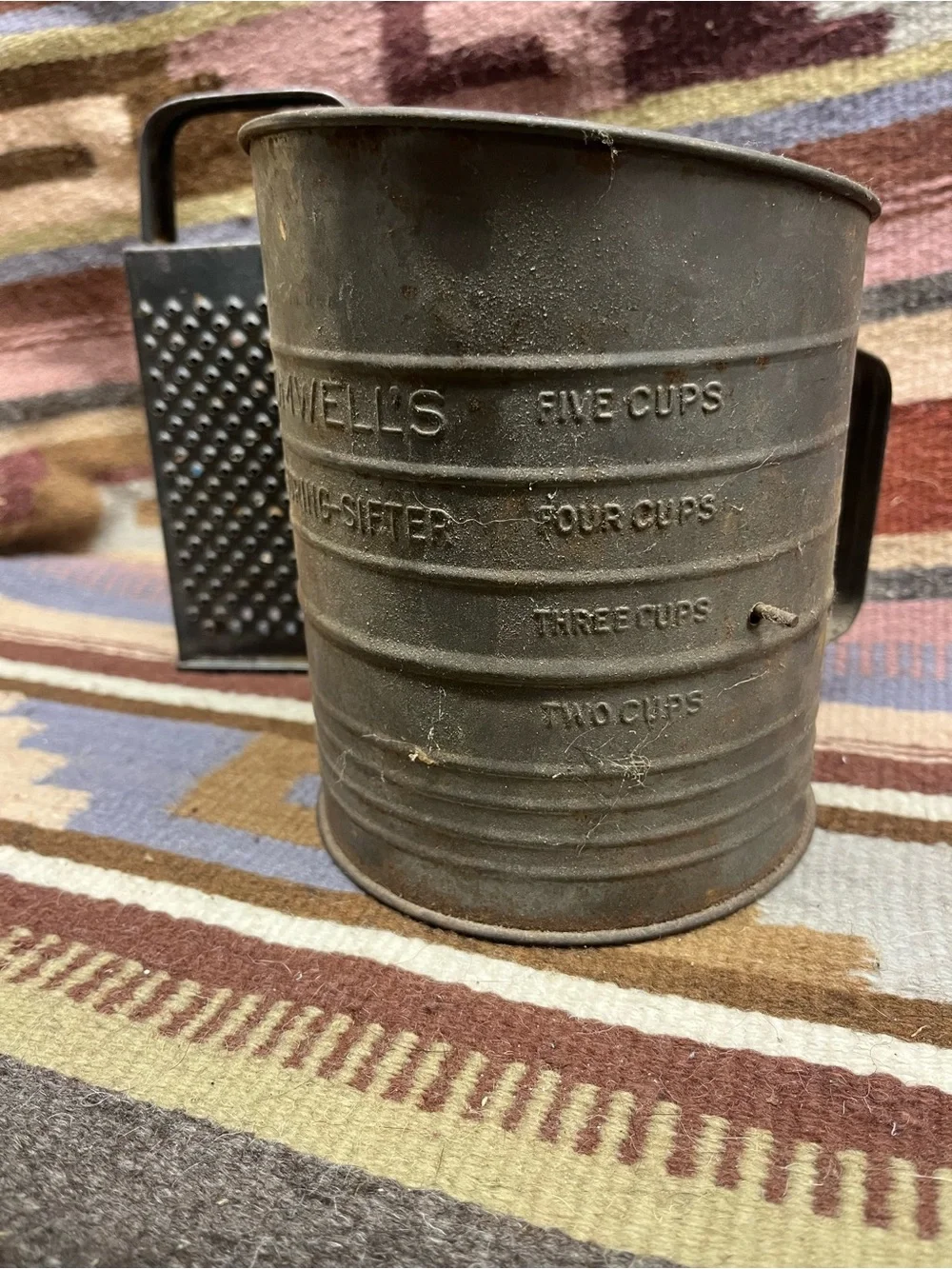 Vintage Metal Flour Sifter and Cheese Grinder